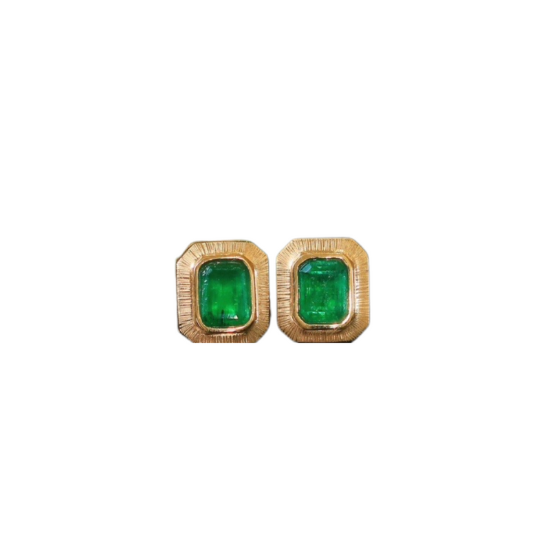 Octagonal Emerald Studs