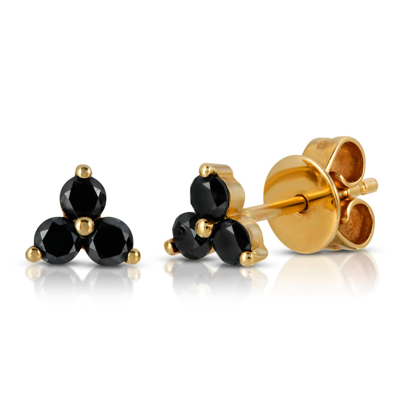 18k Medium Black Diamonds Trio-Studs Earrings-EJL 