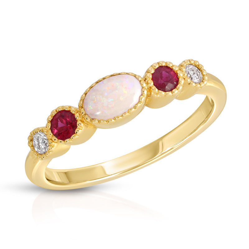 Jen 14k Opal Ruby Diamond Ring