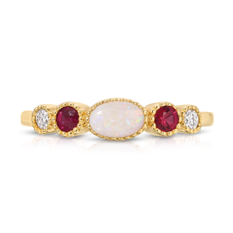 Jen 14k Opal Ruby Diamond Ring