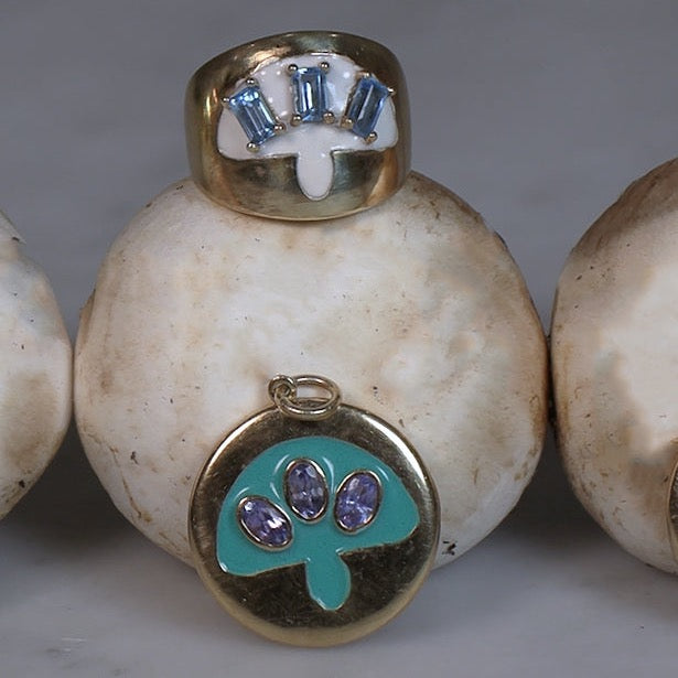 Ava Swiss Topaz Bronze Mushroom Ring