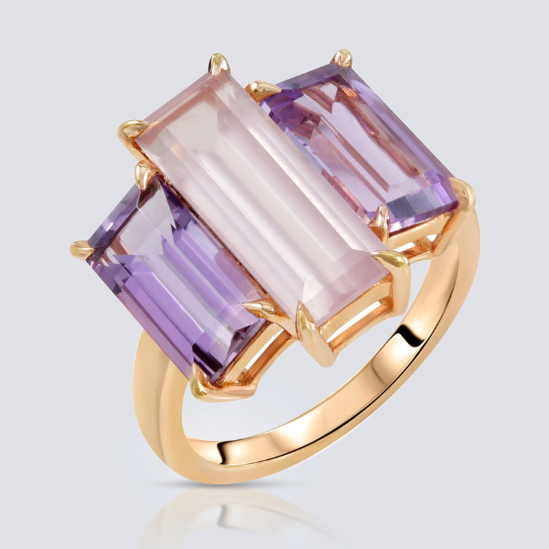 EVE STONES 14k Ava Amethyst & Quartz Ring-Eve Stones