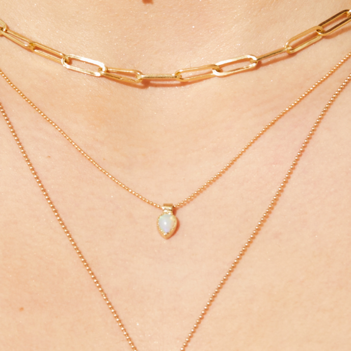 Irene Gold Pear Opal necklace