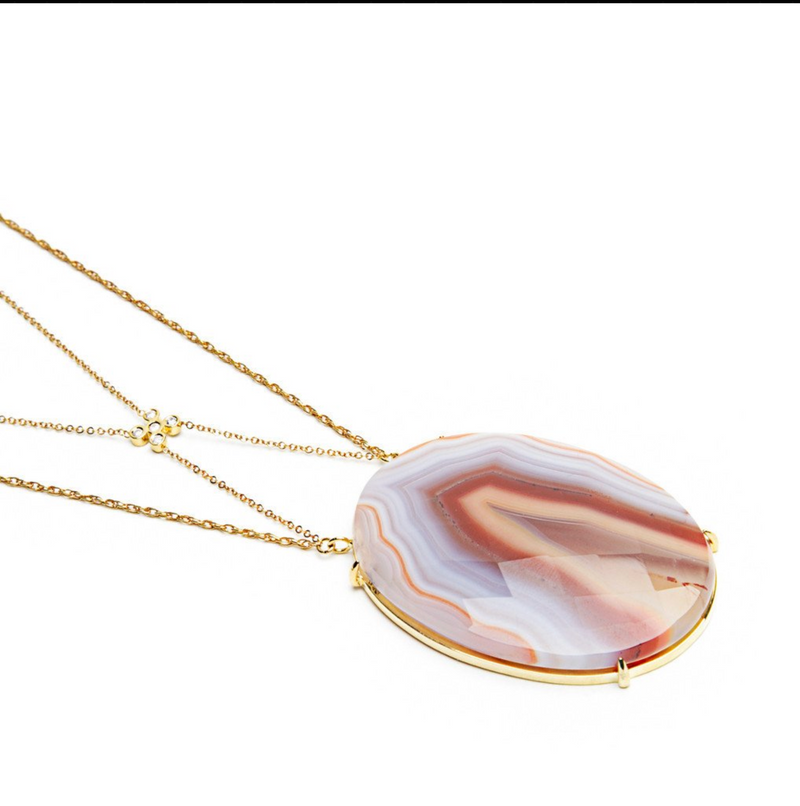 EVE STONES Collier à maillons cubains en agate 14 carats