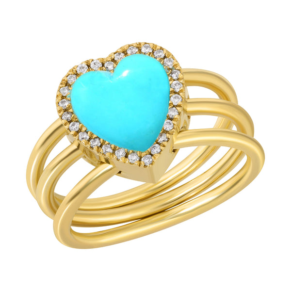 Valentine 14k Heart multi -row ring