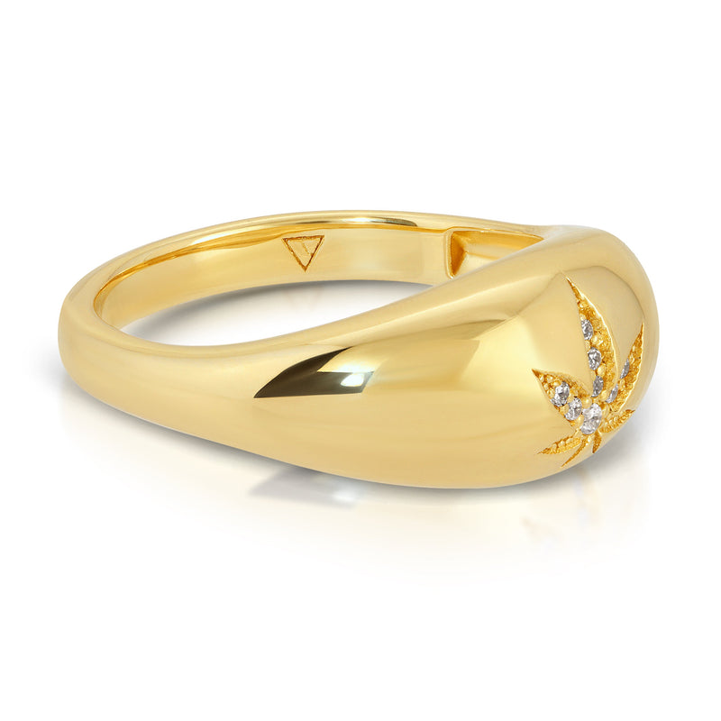 Bague Bulle Diamant Feuille 14k