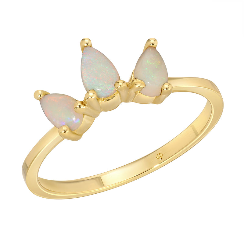 Karine 14k Opal & Emeralds Marquis Ring