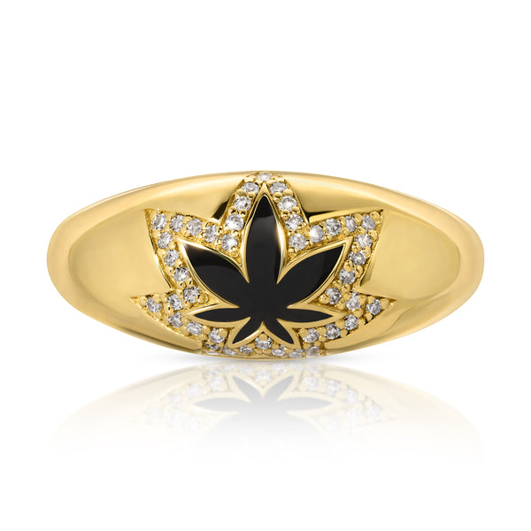 Pitch Black  Leaf  Ring