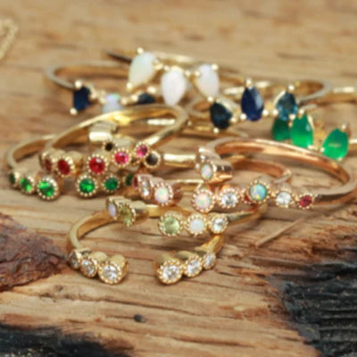 Charly 14k Emerald & Opal Open Cuff Ring
