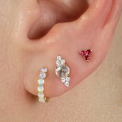 Ruby 14k Single Flower Studs