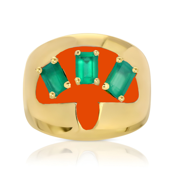 Magical Orange 14k Gold Mushroom Ring