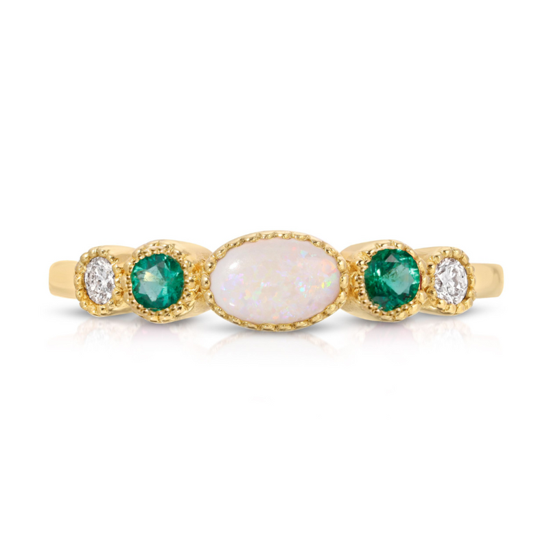 Rafie 18k Opal Ruby Diamond Ring