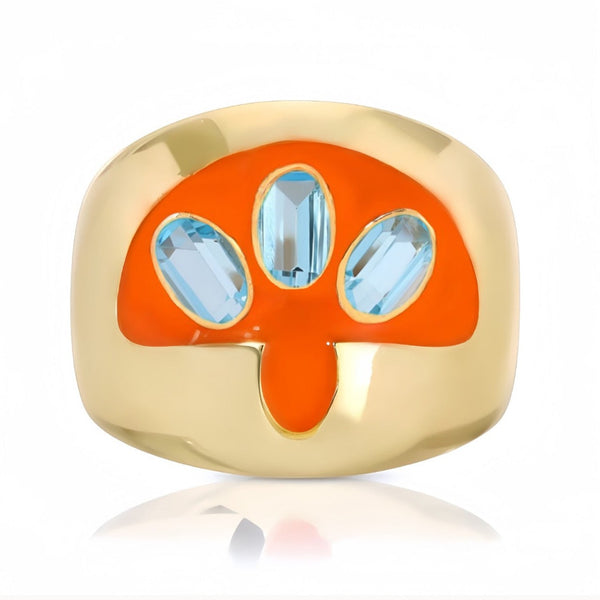 Swiss Topaz Bezel Orange Mushroom Ring