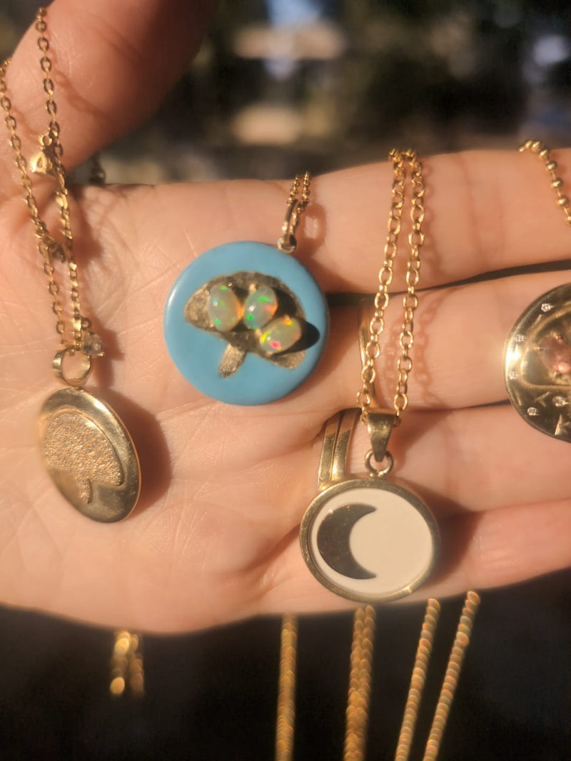 Opals Turquoise Enamel Medallion