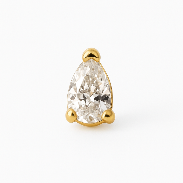 Pear-Cut Diamond Solitaire Single Earring