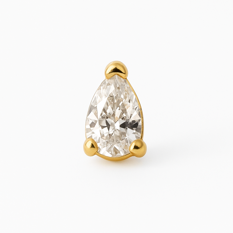 Pear-Cut Diamond Solitaire Single Earring