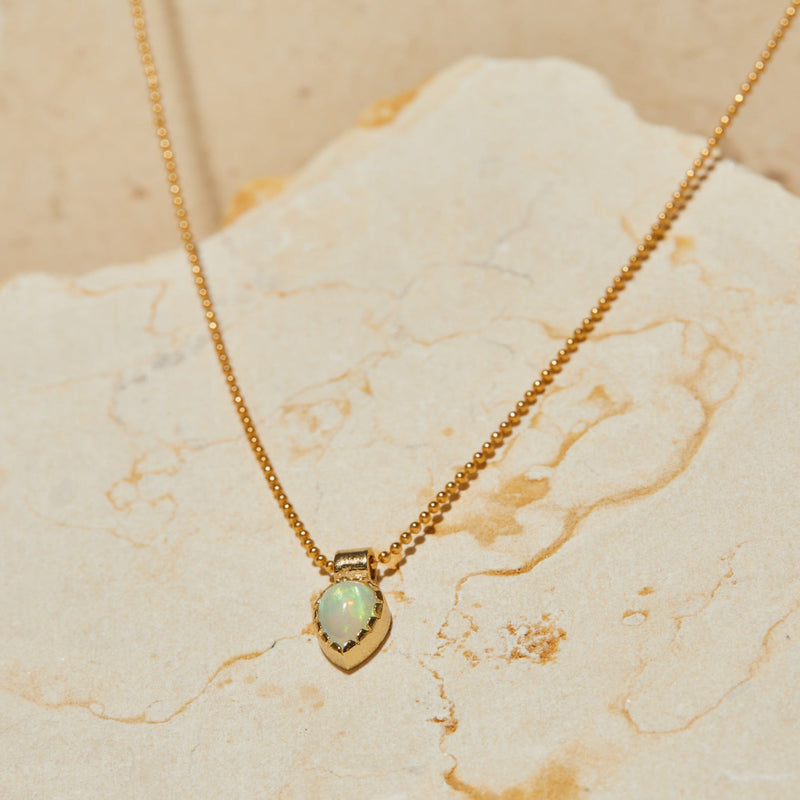 Irene Gold Pear Opal necklace