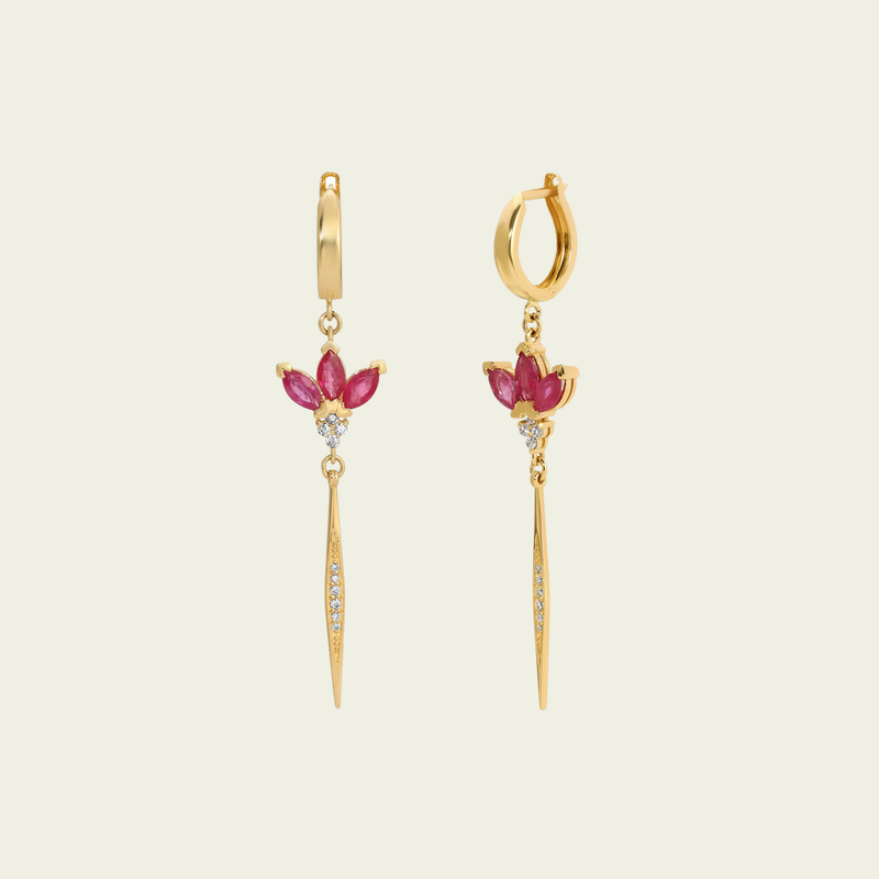 Deborah 18k Single Marquis Dangling Earrings