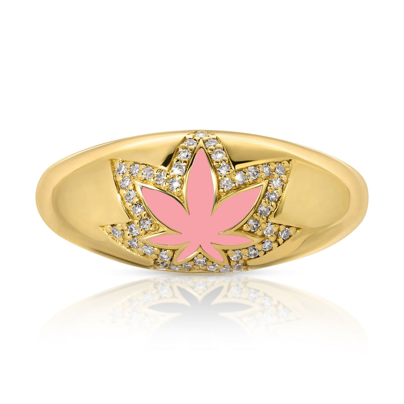 Elia 14k Red Diamonds Leaf Ring