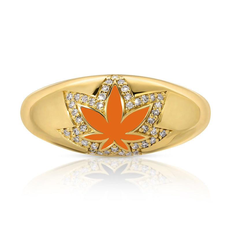 Mary Jane 14k Diamonds Pave Leaf Ring