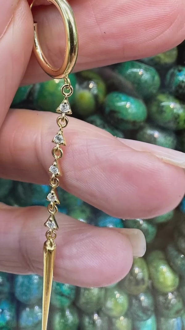 Lina Bronze Single Diamonds Single Spike Dangling Earrings