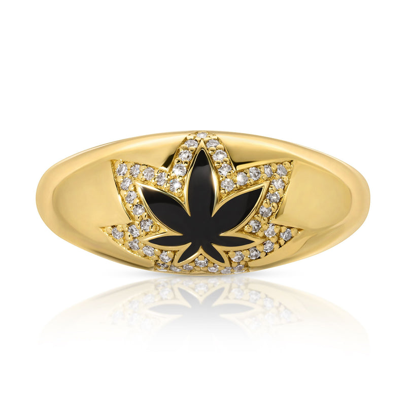 Elia 14k Red Diamonds Leaf Ring