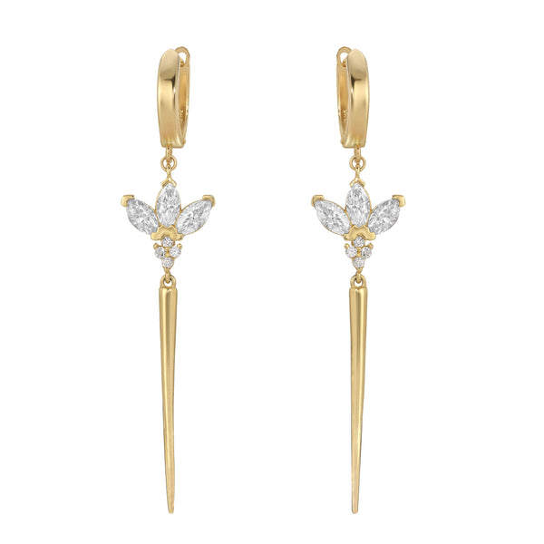 Sarah 14k Single Marquis Spike Dangling Earrings