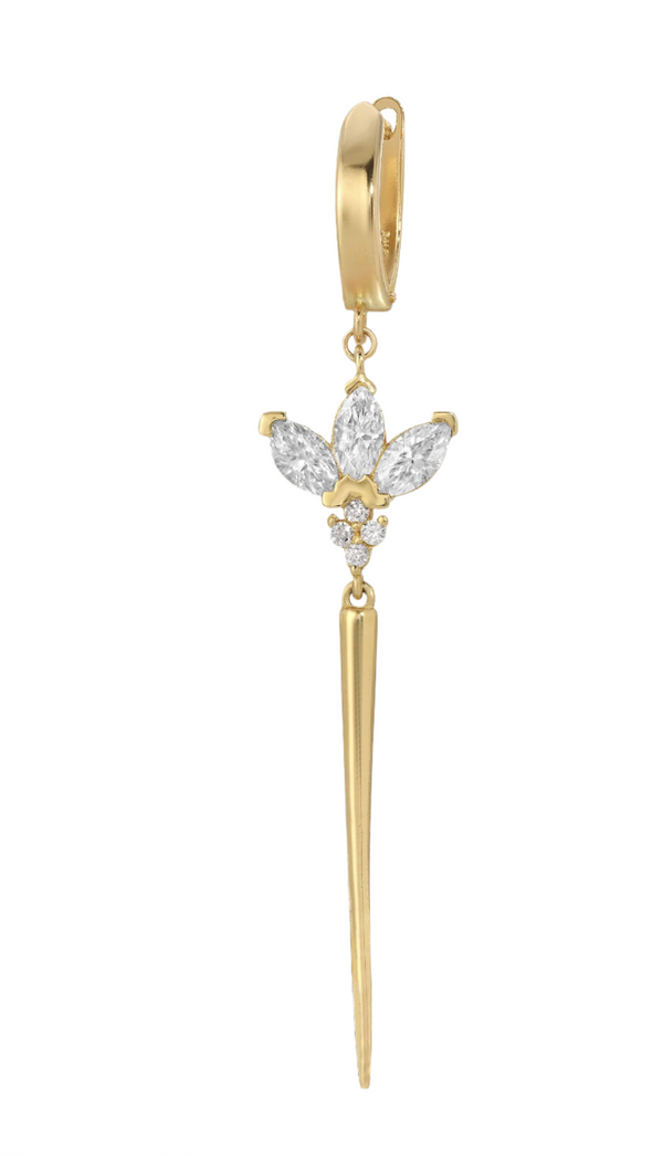 Sarah Single Marquis Spike - Diamonds marquises Dangling Earrings