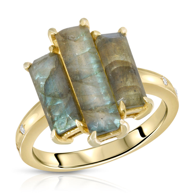 Labradorite 14k emerald cut ring