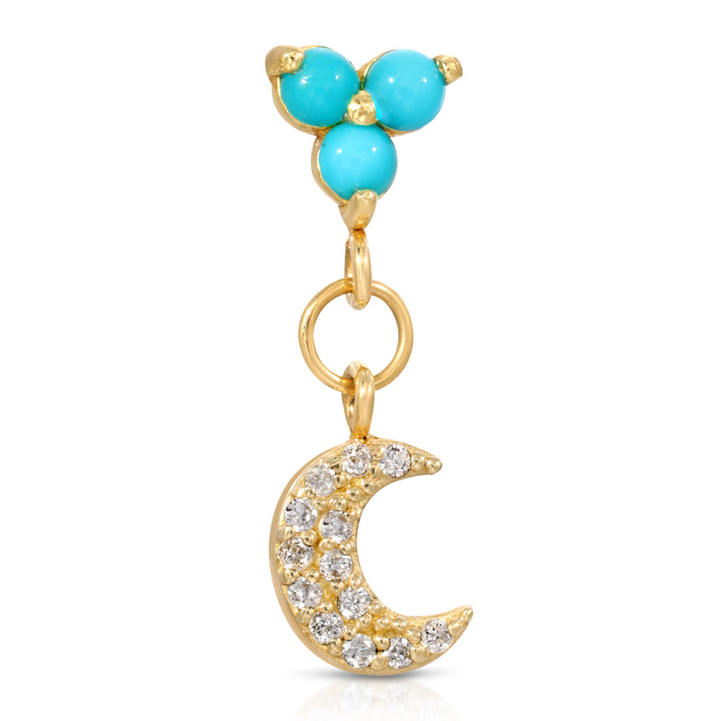 Romy 14k Turquoise Diamonds Moon Single Earring