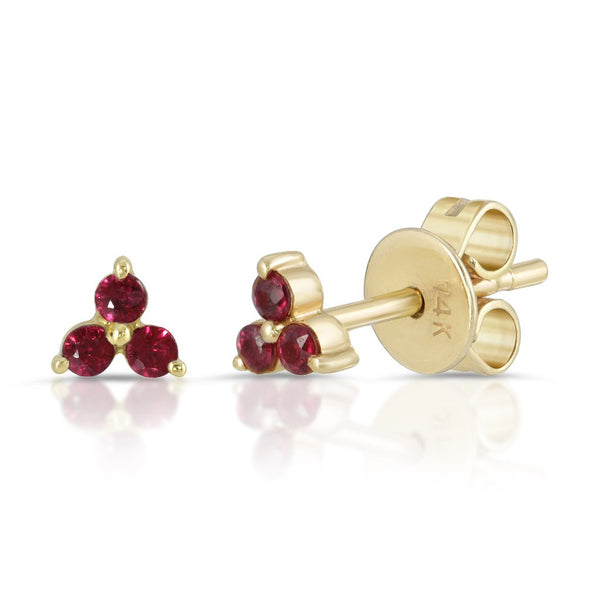 14K trio-studs Rubies-EJL 