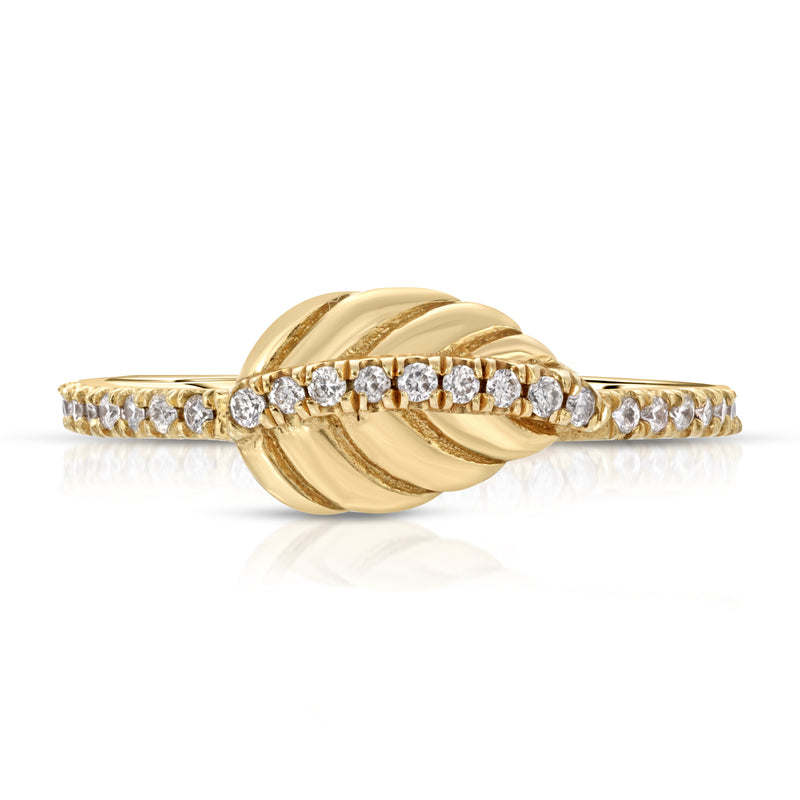 Liby 14k Gold Diamonds Pinky Leaf Ring