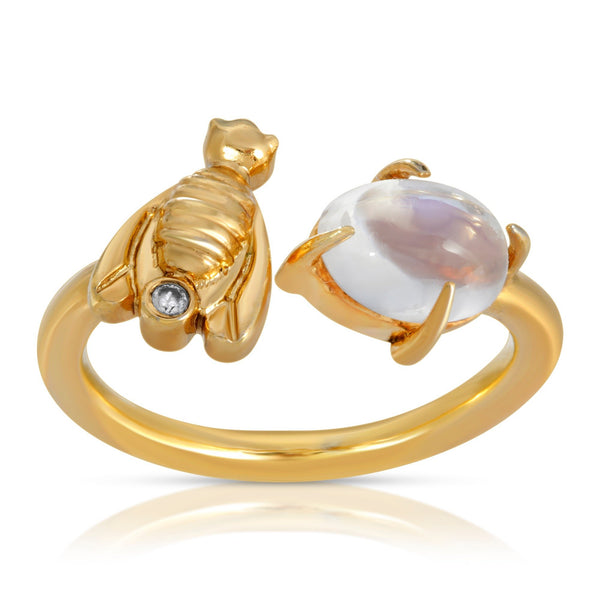 Bee and Moonstone Open Ring-Eve Stones