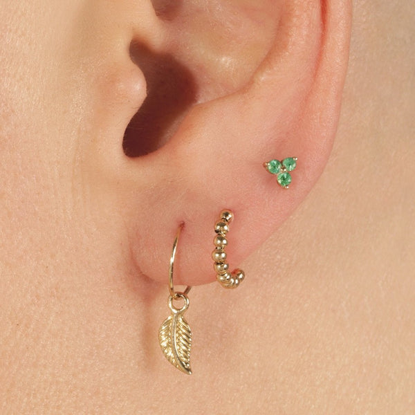 EVE STONES 14k Leaf & Beads Mini Earings - Eve Stones