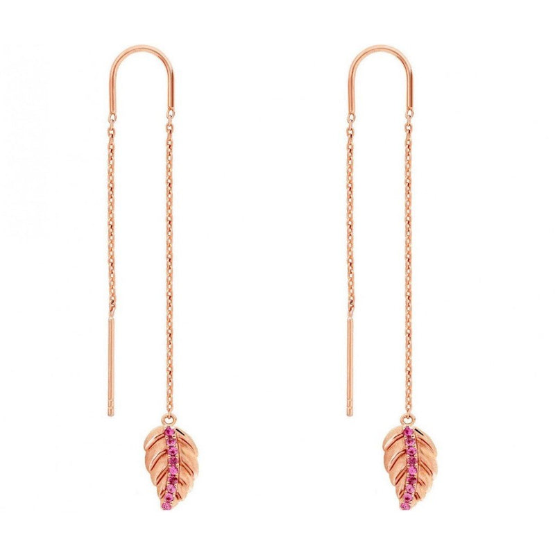 14k Pink Sapphires Leaves Earring-EJL 