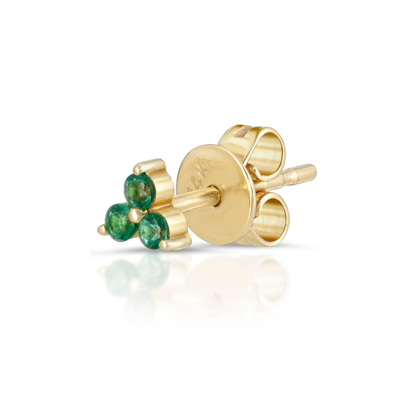 14k Emerald Single Flower Studs-EJL 