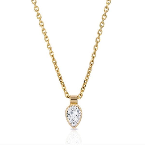 14k Gold Pear Diamond Shape Necklace