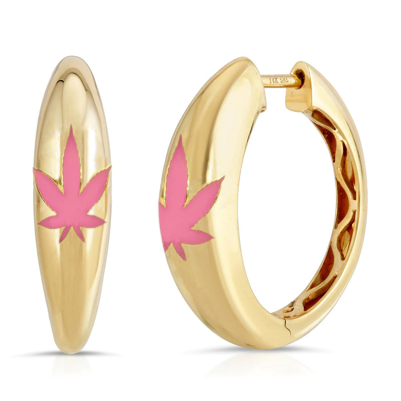 Ani 14k Large Leaves Hoops