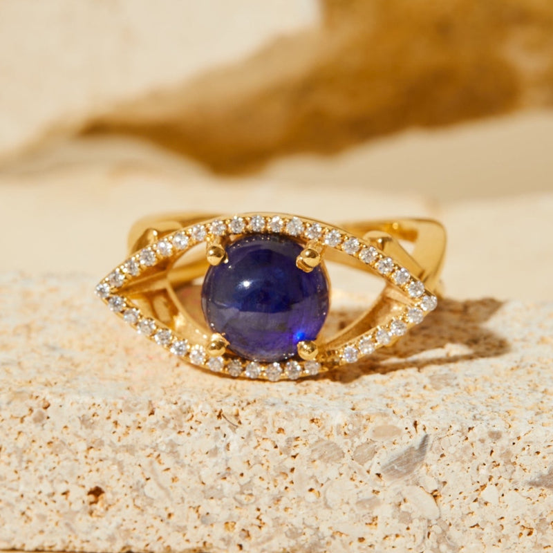 Cleo 14k Blue Sapphire Diamonds Ring