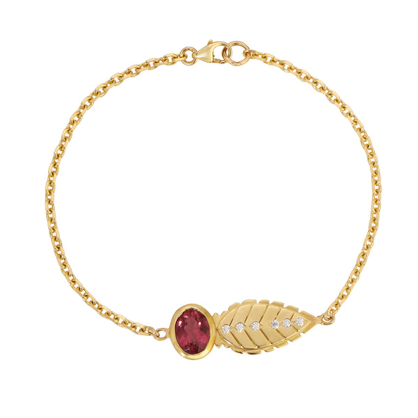 Dona 18k Tourmaline & Diamonds Leaf Bracelet