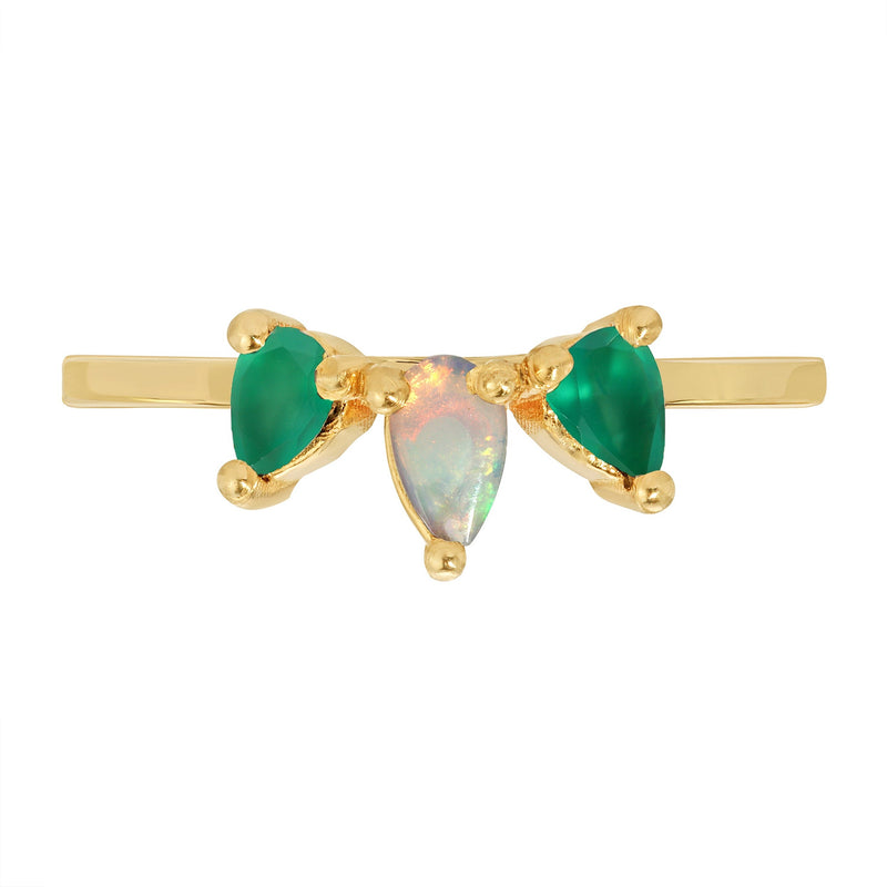 Karine 18k Opal & Emeralds Marquis Ring