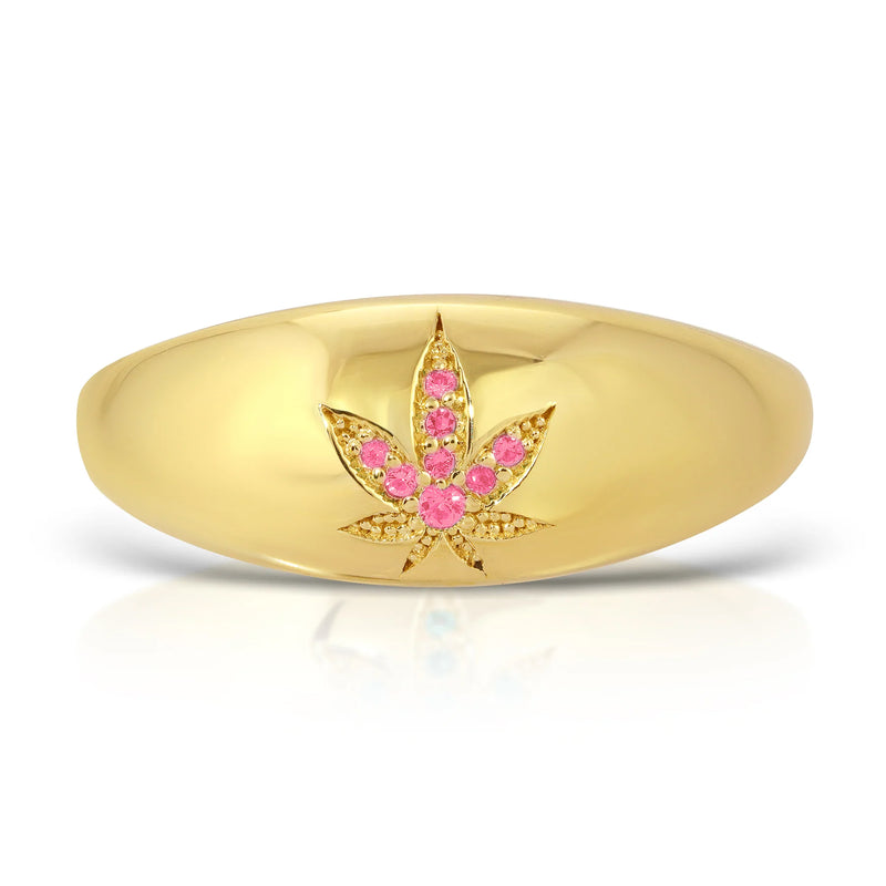 Bague Bulle Feuille Saphirs Roses