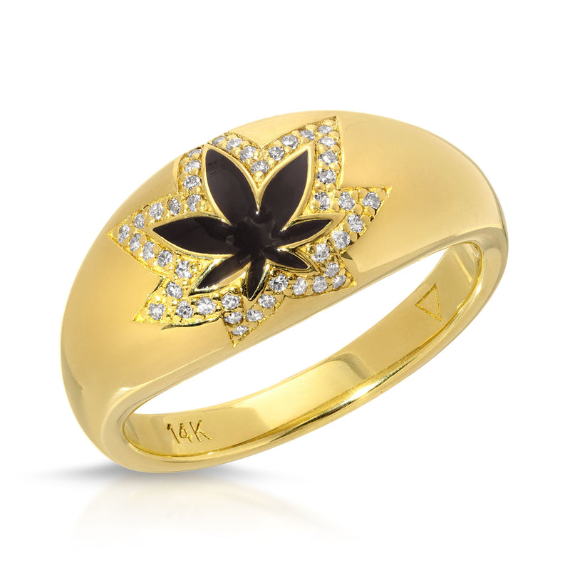 Mary - Jane 14k Diamonds Pave Leaf Ring