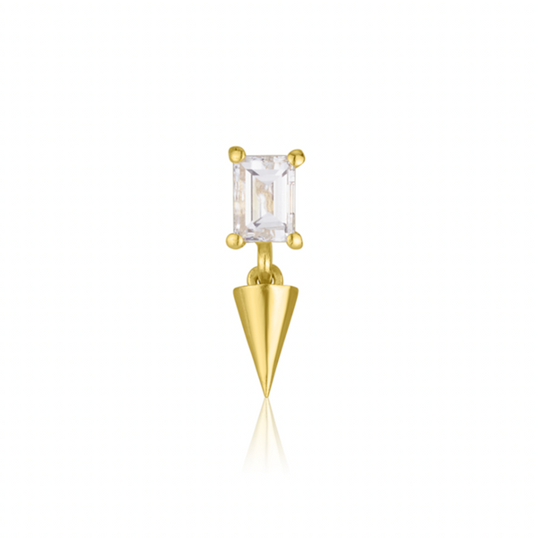 Spike  14k Diamond Baguette Single  Earring