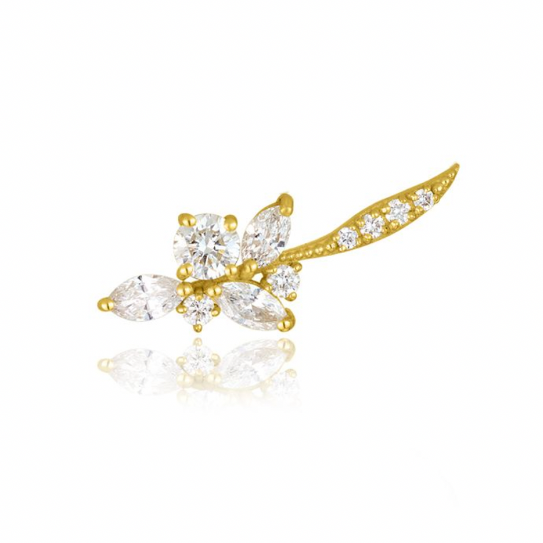 Lullaby Single Climber Earring In White Diamonds