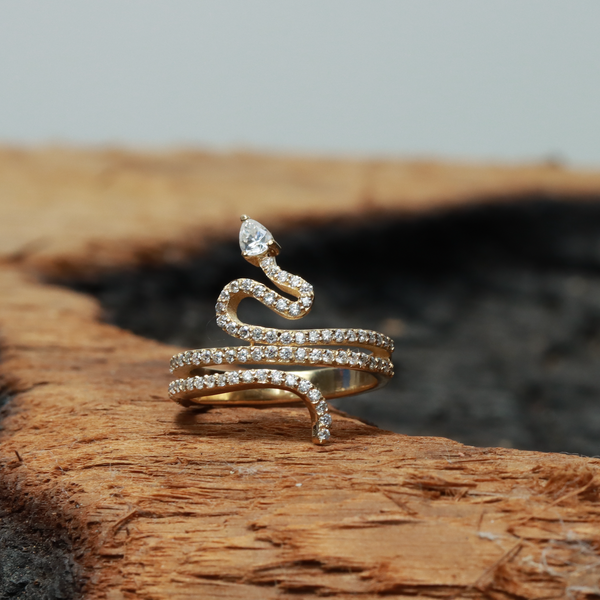 Billy 18k Diamonds Gold Snake Ring