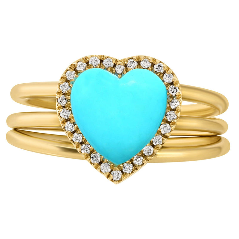 Valentine 14k Heart multi -row ring