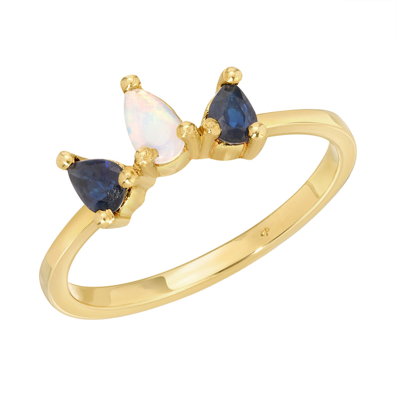 Karine 18k Opal & Emeralds Marquis Ring