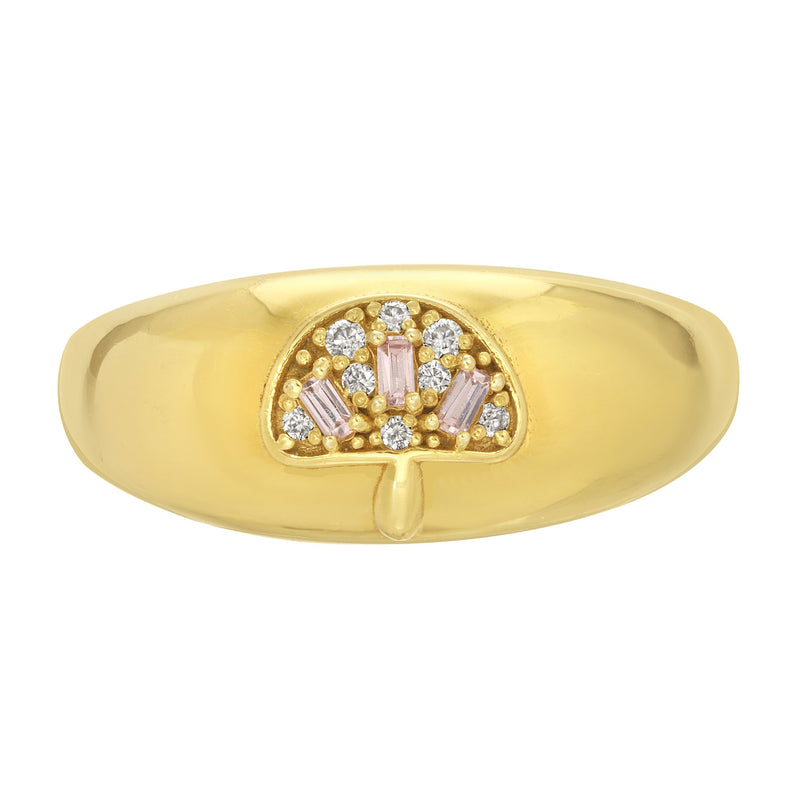 Misha Pink Sapphires Baguette&Diamonds Pave Mushroom Ring