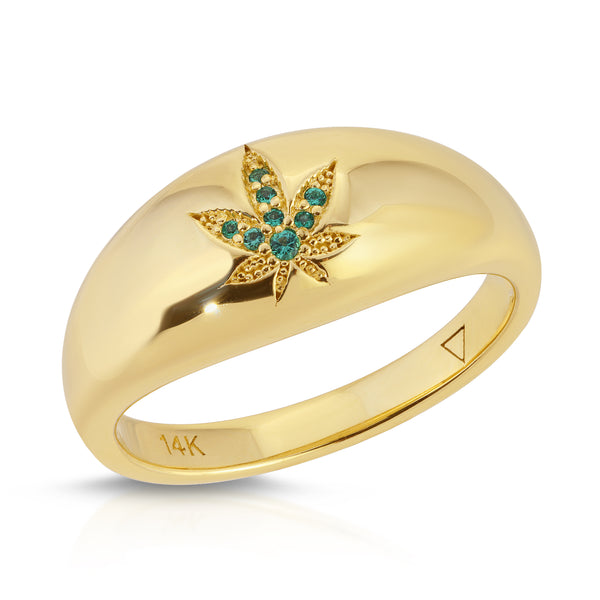 Sheila 14k Gold Emerald Leaf Ring